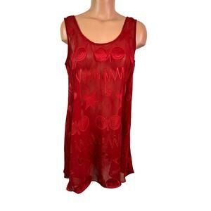 VINTAGE VICTORIA’S SECRET RED SHEER LINGERIE SLIP SIZE small